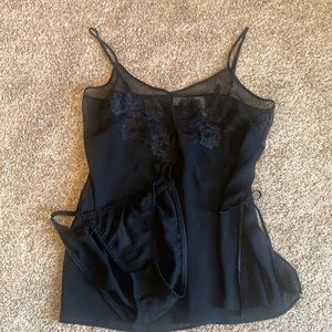 delicates vintage black mesh two piece set